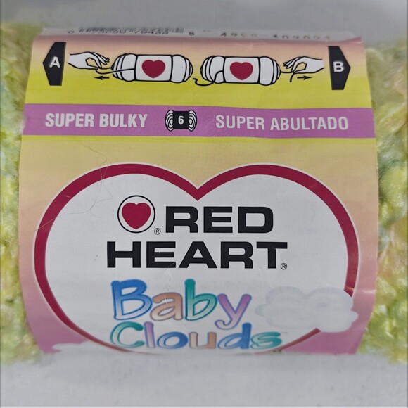 Red Heart Baby Clouds Yarn 4 Skeins Bulky Chunky Yellow Green Sunny Multi Lot - Picture 7 of 8